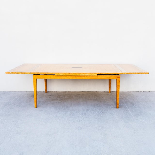 Giorgio Armani 1990s Italian Satinwood Expandable Dining Table Attributed to Giorgio Collection For Sale - Image 4 of 14