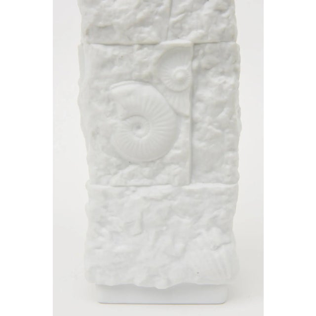 White Vintage German Signed Kaiser Fossilized Porcelain Vase With Textured Relief For Sale - Image 8 of 11