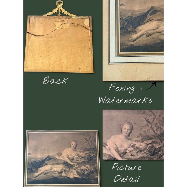 Gold Antique Madame Henriette as Flora Print-Nattier-French-Rococo-Gilt Frame-Art For Sale - Image 8 of 10