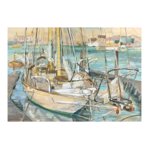 'Sailing Boat in Harbor' by Jae Carmichael, San Francisco Museum of Modern Art, Woman Artist, California Post-Impressionist