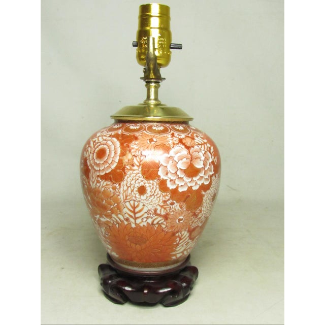 1950s Japanese Kutani Porcelain Ginger Jar Lamp For Sale - Image 4 of 15