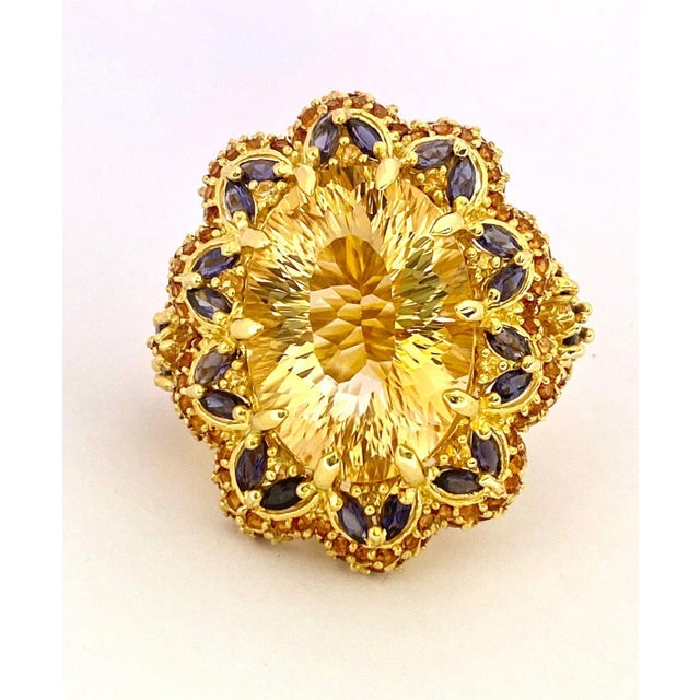 Bochic "Orient" Vintage Yellow Sapphire, Citrine & Sapphire Set 18K Gold & Silver For Sale - Image 17 of 18