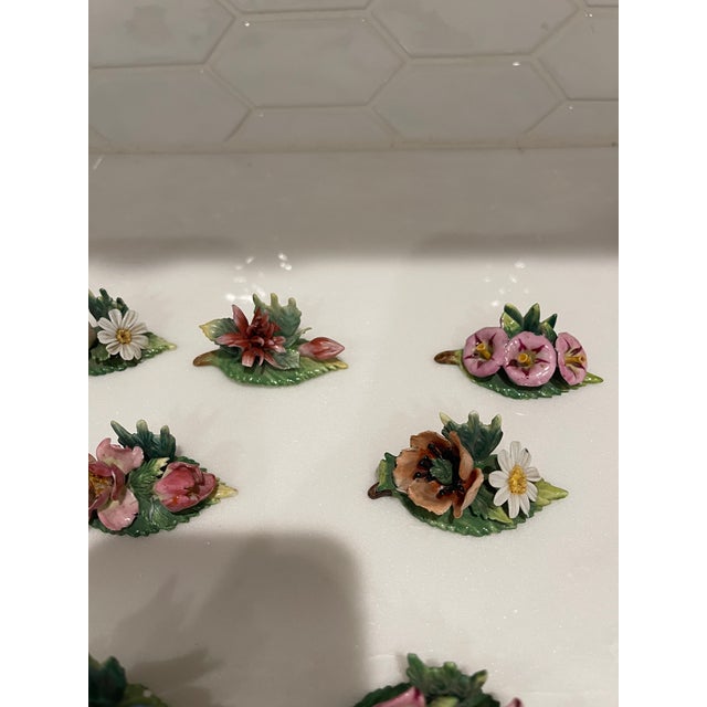 1970s 1970s Set of Dresden Porcelain Place Card Holders With Intricate Flowers - Set of 11 For Sale - Image 5 of 11