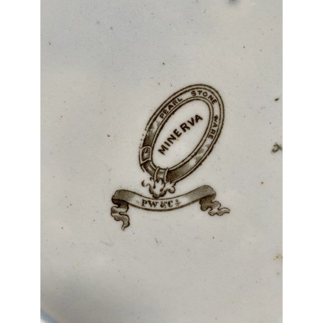 Coffee Circa 1850 Podmore Walker Staffordshire Brown Transferware Minerva Serving Bowl For Sale - Image 8 of 10