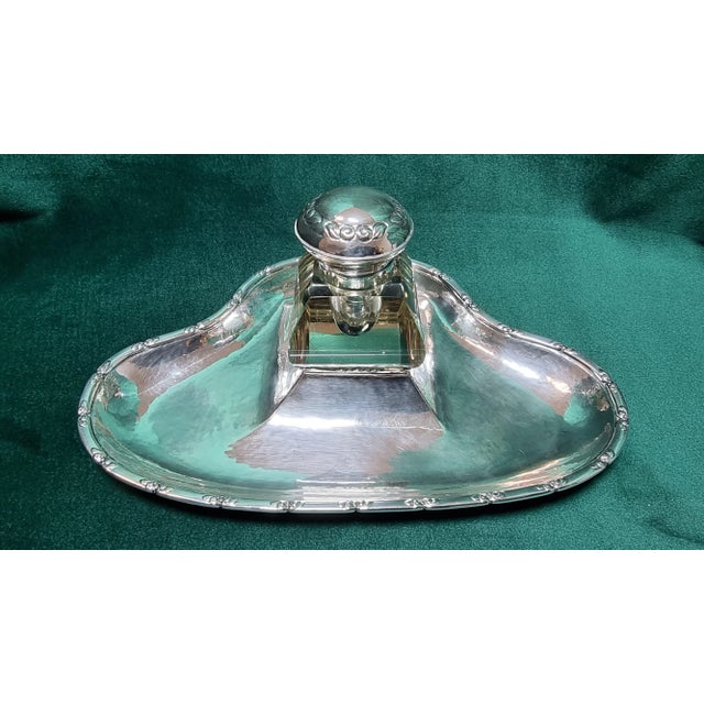 Rare and early HCF silver writing set in 1918 with glass container. Dated 1915-1930. Earlier stamp. A highly elegant desk...