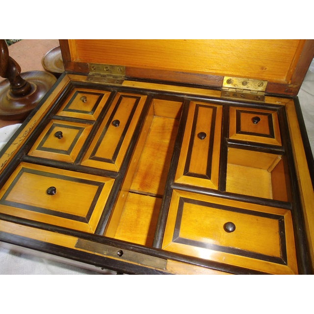 Brown Vintage Biedermeier Sewing Box For Sale - Image 8 of 14
