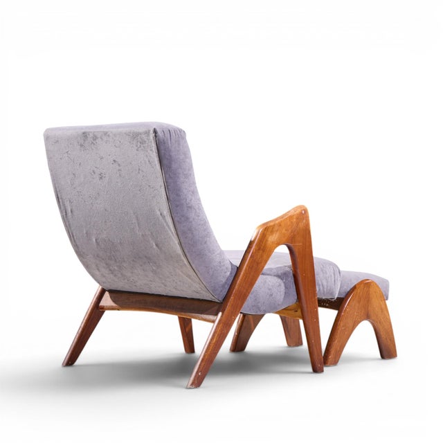Wood Adrian Pearsall for Craft Associates 705-Cw Mid Century Walnut Lounge Chair With Ottoman For Sale - Image 7 of 9