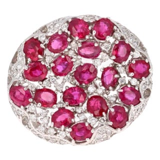 8.70 Carat Ruby and Diamond 14 Karat White Gold Cocktail Ring, Size 7 For Sale