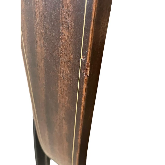 Antique Tea Cart With Brass Inlay, Wood Framed Glass Tray Top For Sale - Image 9 of 18