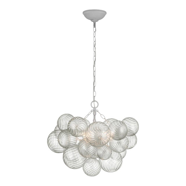 Julie Neill for Visual Comfort Signature Talia Small Chandelier in Plaster White and Clear Swirled Glass For Sale