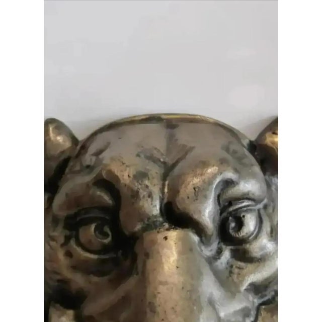 Large Vintage Bronze Leopard Head Door Knocker, Circa 1940 For Sale - Image 10 of 11