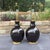 Ralph Lauren Pair of Ralph Lauren Gloss Black "Malin Ming" Lamps With Cream Coolie Shades and Brass Bases For Sale - Image 4 of 11
