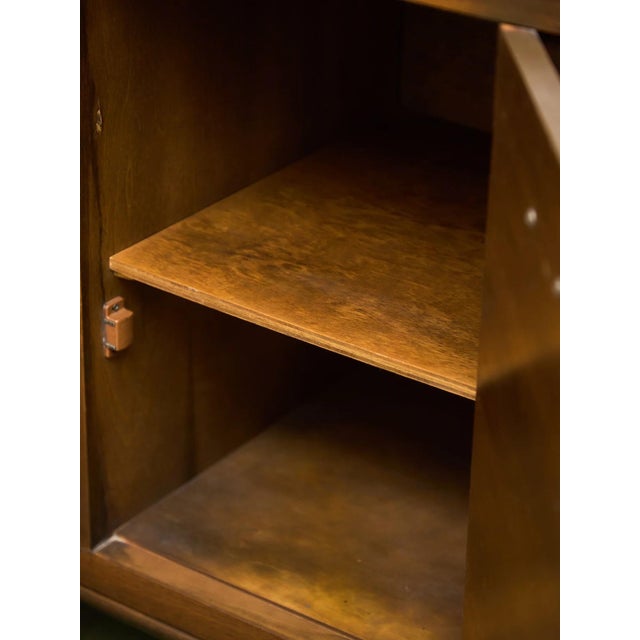 Mid 20th Century Merton Gershun Style Bassett Mid Century Walnut and Brass Louvered Credenza For Sale - Image 5 of 12