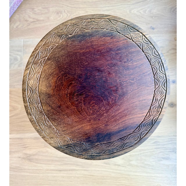 Wood Hand-Carved African Sculptural Side Table With Twisted Wood Base For Sale - Image 7 of 8