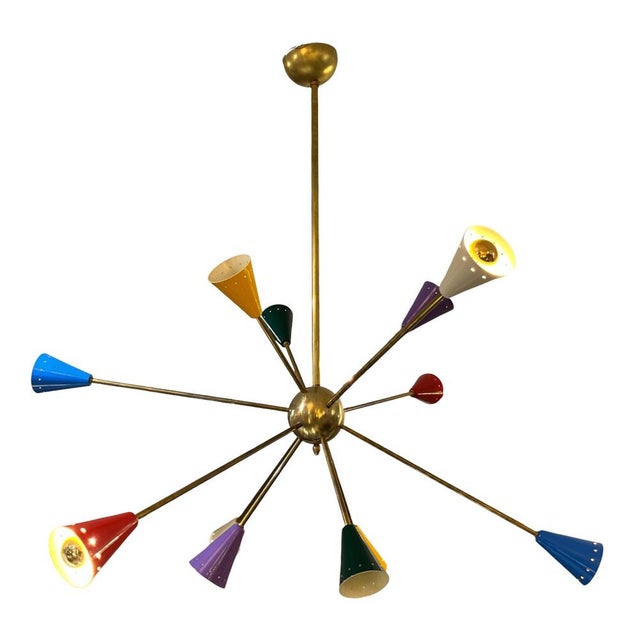 Sputnik Lamp in Brass with Colored Bulbs, 1970s For Sale - Image 10 of 10