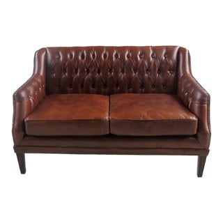 Matthew Izzo Home Chatsworth Chesterfield Leather Love Seat For Sale