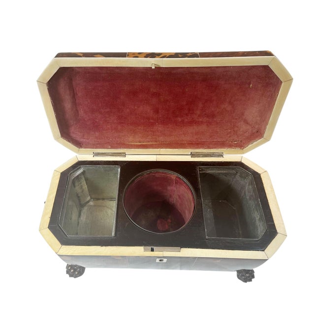 Metal Early 19th Century Immaculate Faux Tortoiseshell Tea Caddy For Sale - Image 7 of 12