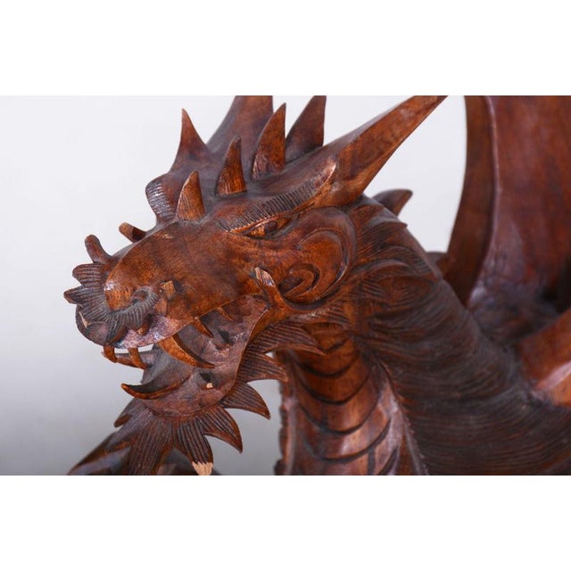 1930s Vintage Asian Statue in Lacquered Wood, 1930s For Sale - Image 5 of 12