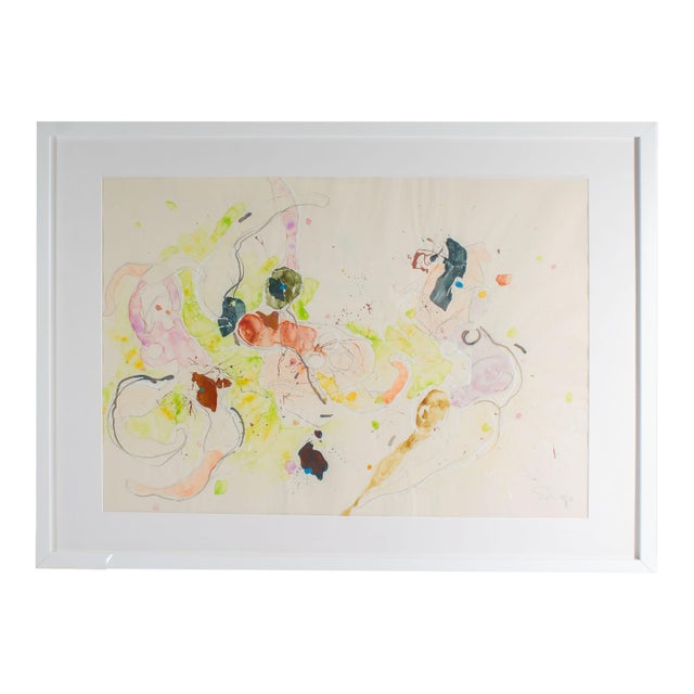 Abstract Mixed Media Painting of Figures by Walter Sorge For Sale