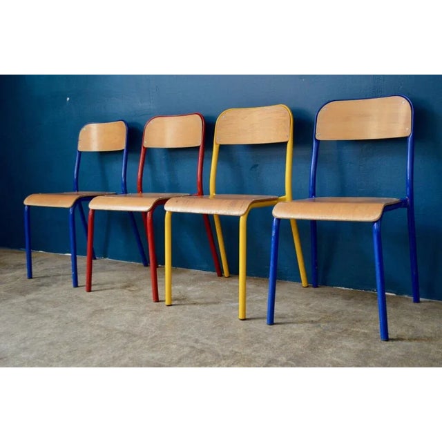 Industrial Colored Dining Chairs, 1980s, Set of 4 For Sale - Image 12 of 12