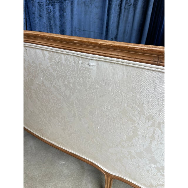 Wood 1960s Louie XIV Style French Sofa With Creme Colored Damask Fabric and Down Seat. For Sale - Image 7 of 12