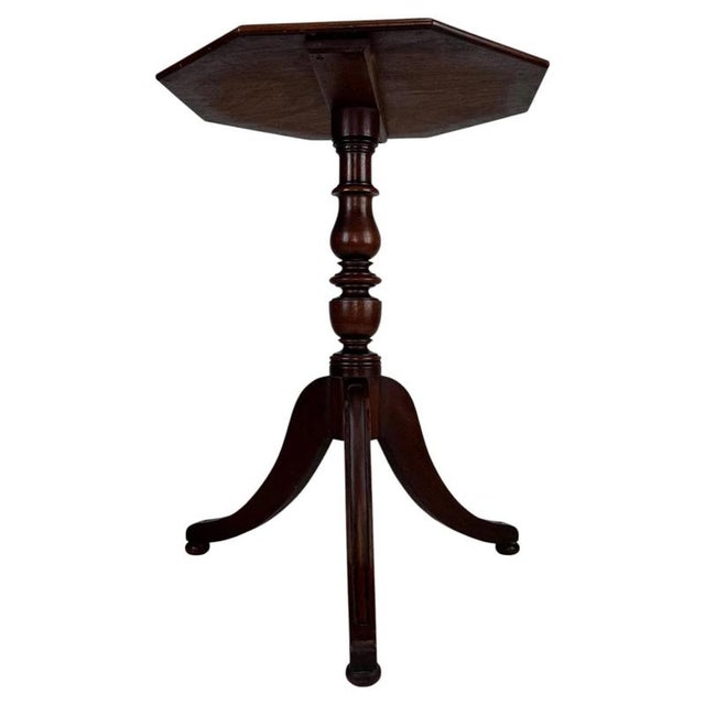 Brown 19th Century Antique English Octagonal Mahogany Tripod Side Table For Sale - Image 8 of 8