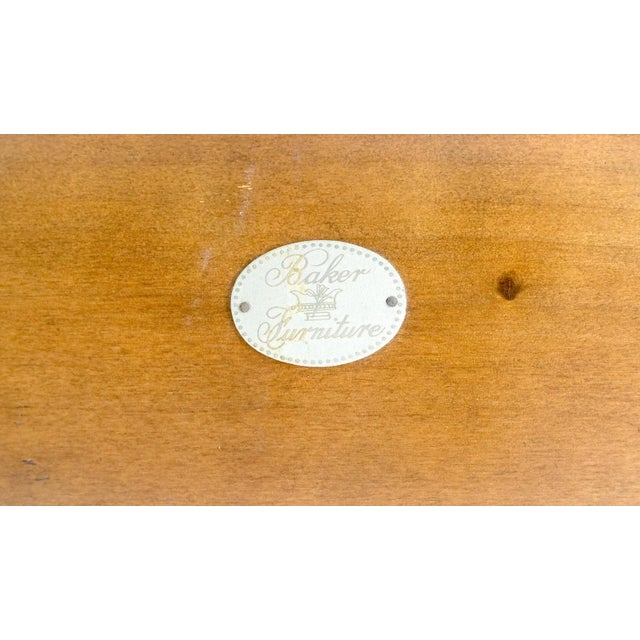 Brown Baker Queen Size Burl Wood Headboard Poster Bed w/ Finials MINT For Sale - Image 8 of 16