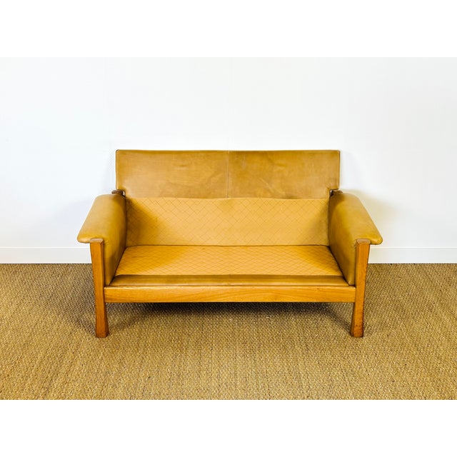 Complete Living Room Set in Camel Leather in the style of Pierre Chapo, 1960, Set of 3 For Sale - Image 11 of 18