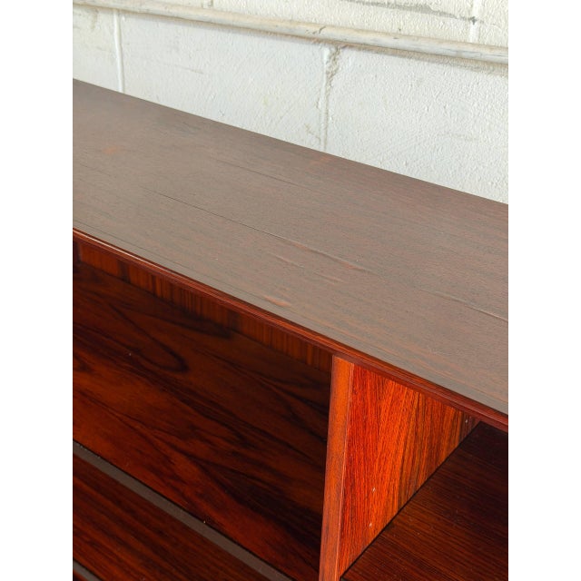 Rosewood Bookcase Small Open Double Column Shelving Unit Made in Denmark 1960s For Sale - Image 10 of 10
