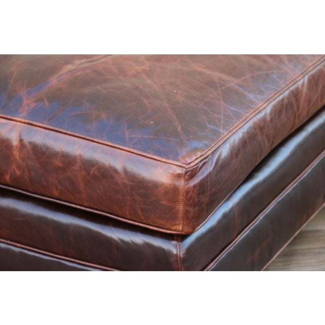 Vintage Old Hickory Tannery Brown Leather Chaise Lounge Chair, Feather Cushions For Sale - Image 9 of 18