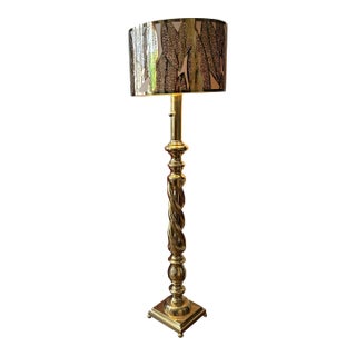 1970s Solid Brass Triple Helix Floor Lamp For Sale