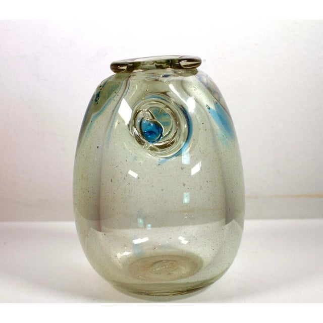1970s 1970s Richard Ritter Modern Clear Glass with Blue Vessel Sculpture For Sale - Image 5 of 10