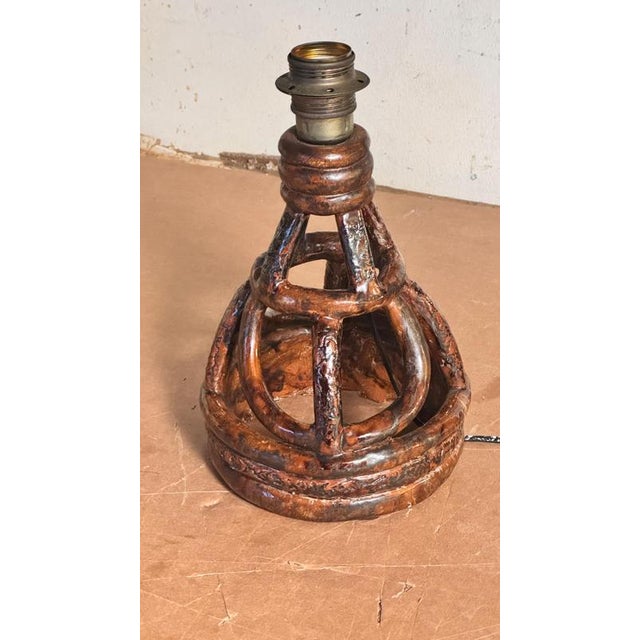 1960s French Sculptural Terracotta Earthenware Table Lamp, 1960s For Sale - Image 5 of 13