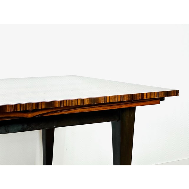 Black Art Deco Modernist Zebrawood Dining Table, France, 1950s For Sale - Image 8 of 18