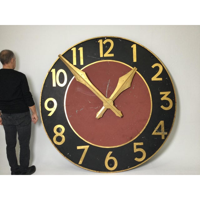 Large Architectural Clock Face with Gilt Numbers and Hands For Sale In Philadelphia - Image 6 of 14