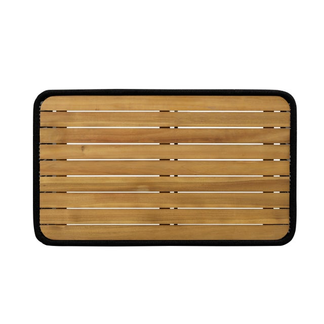 Wood Alpine Teak Outdoor Collection Black Rope Coffee Table For Sale - Image 7 of 8