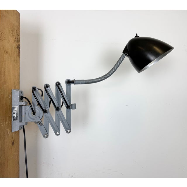 Industrial Scissor Wall Lamp from Elektroinstala, 1960s For Sale - Image 9 of 18