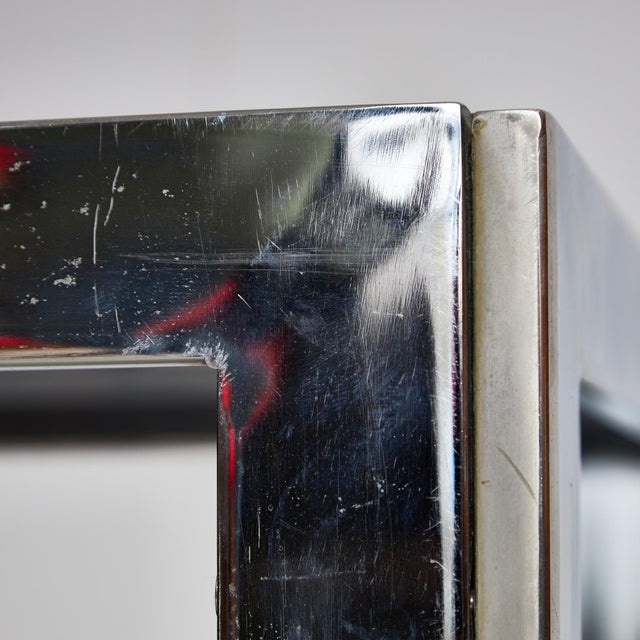 Chrome and Smoked Glass Coffee Table with Golden Stripe, 1970s For Sale - Image 4 of 18