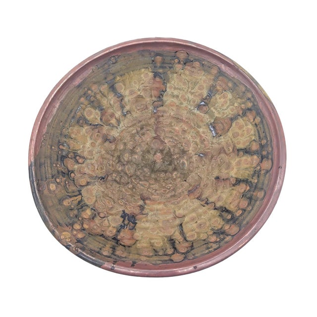 Contemporary Vintage Artist Signed Glazed Stoneware Decorative Bowl For Sale - Image 3 of 11