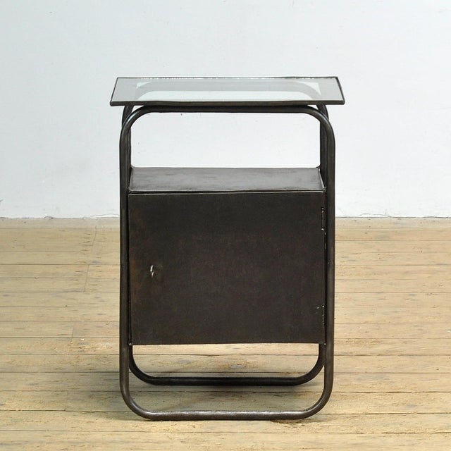 Bauhaus Vintage Iron Nightstand, 1920 For Sale - Image 3 of 12
