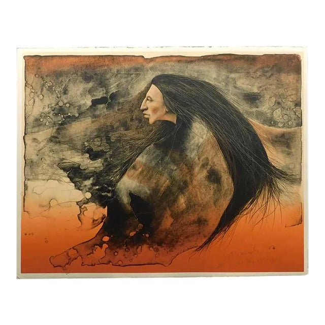 1990s Frank Howell "Lost Warrior" Contemporary Original Street Art Inspired Mixed-MeWarrior" Lithograph on Paper Hand Signed For Sale