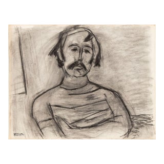 Manfred Schwartz Portrait of Man Charcoal on Paper For Sale