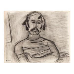 Manfred Schwartz Portrait of Man Charcoal on Paper