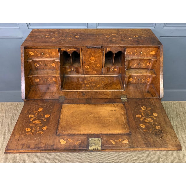 Antique Dutch Marquetry Walnut Bureau, 1760 For Sale - Image 13 of 14