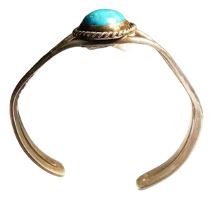 Vintage Turquoise Cabochon and Silver Bracelet