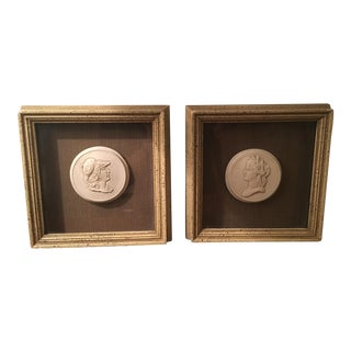 Framed Silk Shadowbox Intaglios - a Pair For Sale
