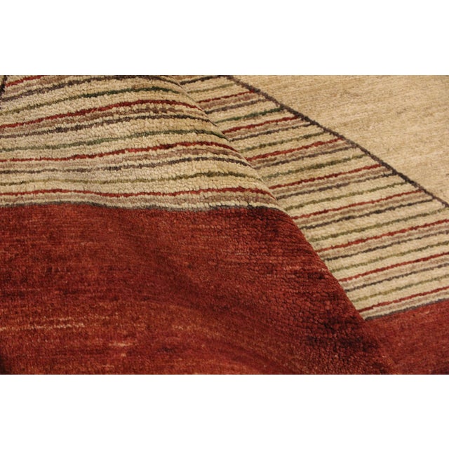 Textile Abstract Gabbeh Beige/Red Wool Rug - 2'11'' X 5'1'' For Sale - Image 7 of 10