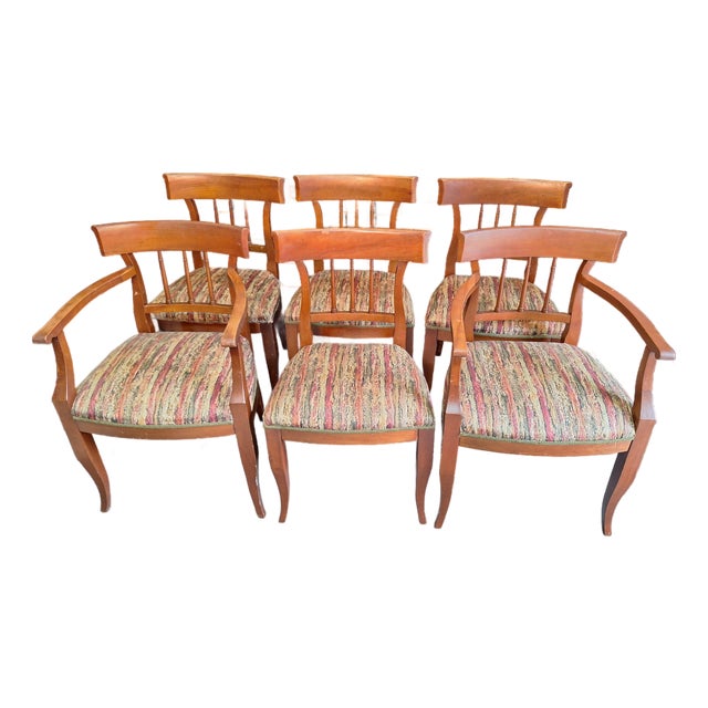 Late 20th Century Set of 6 Richard Plummer Solid Cherry Dining Chairs For Sale