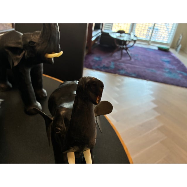 1960s Leather Elephant Pair For Sale - Image 4 of 7