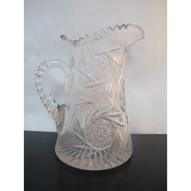Early 20th Century American Brilliant Period Clear Cut Glass Water Pitcher Carafe For Sale - Image 5 of 8